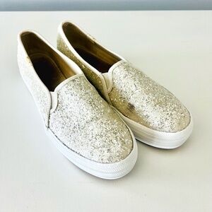 Keds x Kate Spade New York Bridal Triple Decker Sneakers Cream Glitter Size 7.5